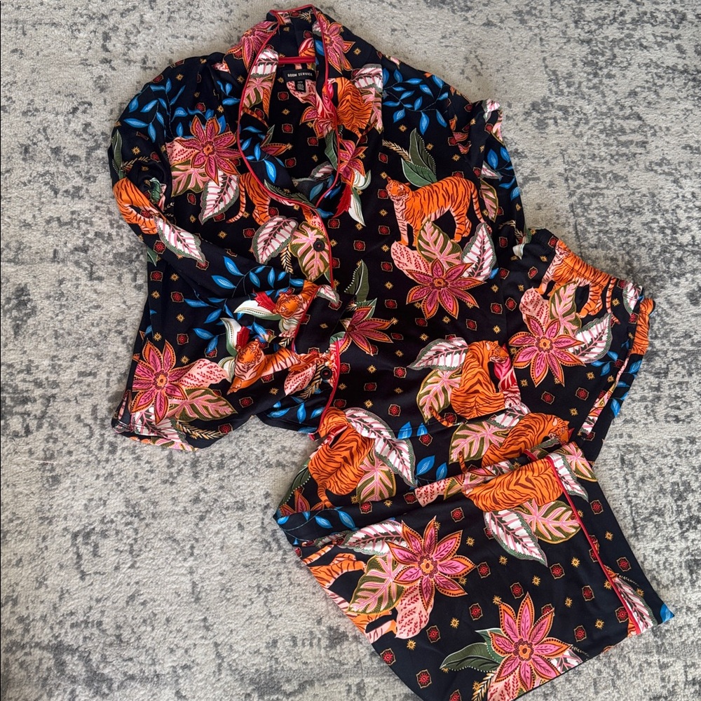 Floral Tiger Print Pajama Set